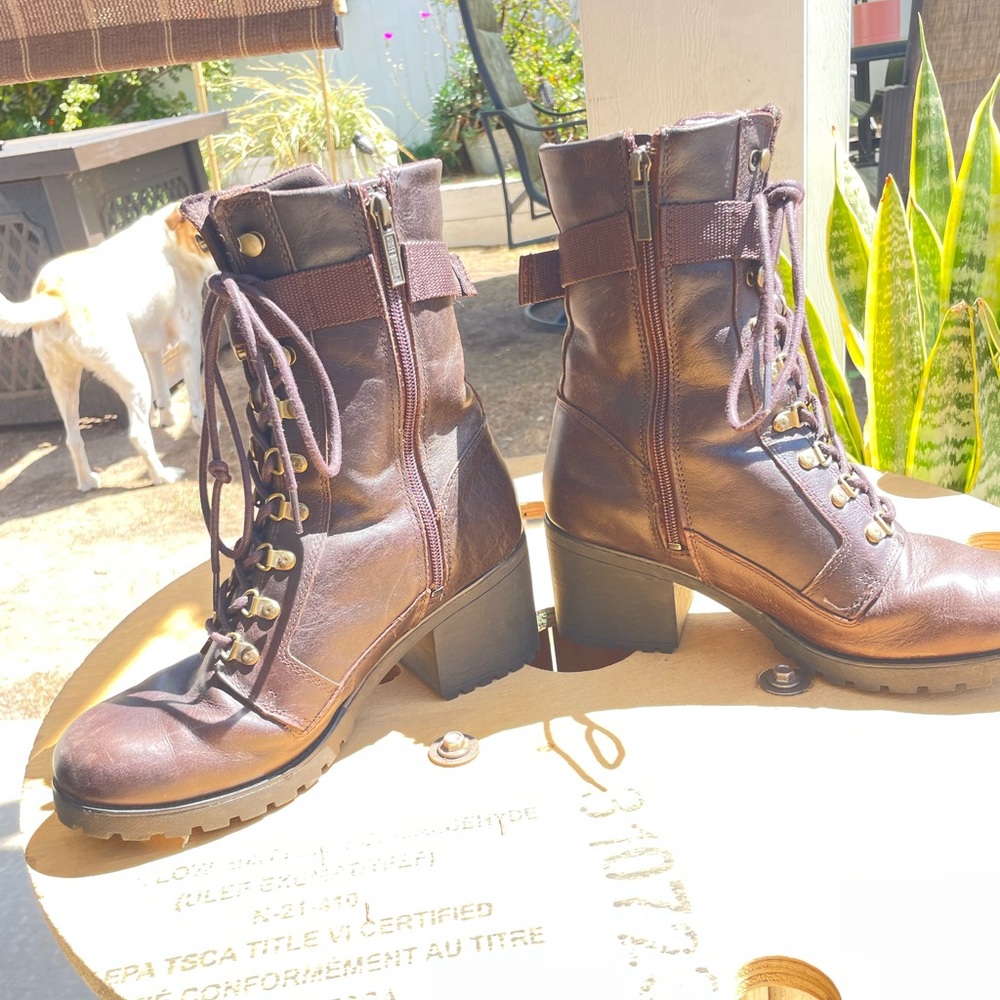 Harley-Davidson Brown Leather Combat Boots - Picture 3 of 7
